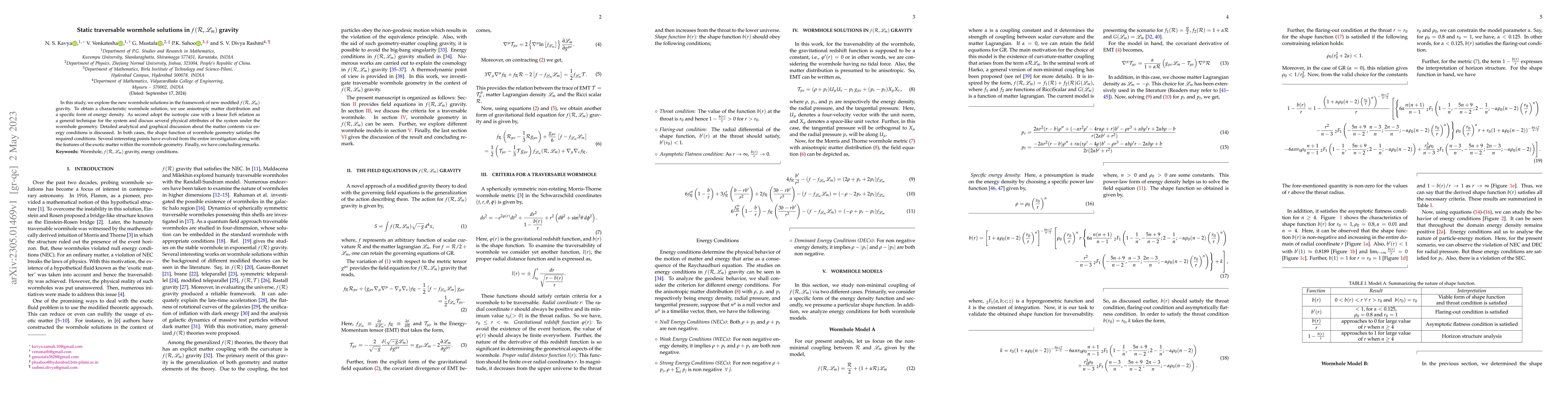 Thumbnail for Static traversable wormhole solutions in $f(R,L_m)$ gravity