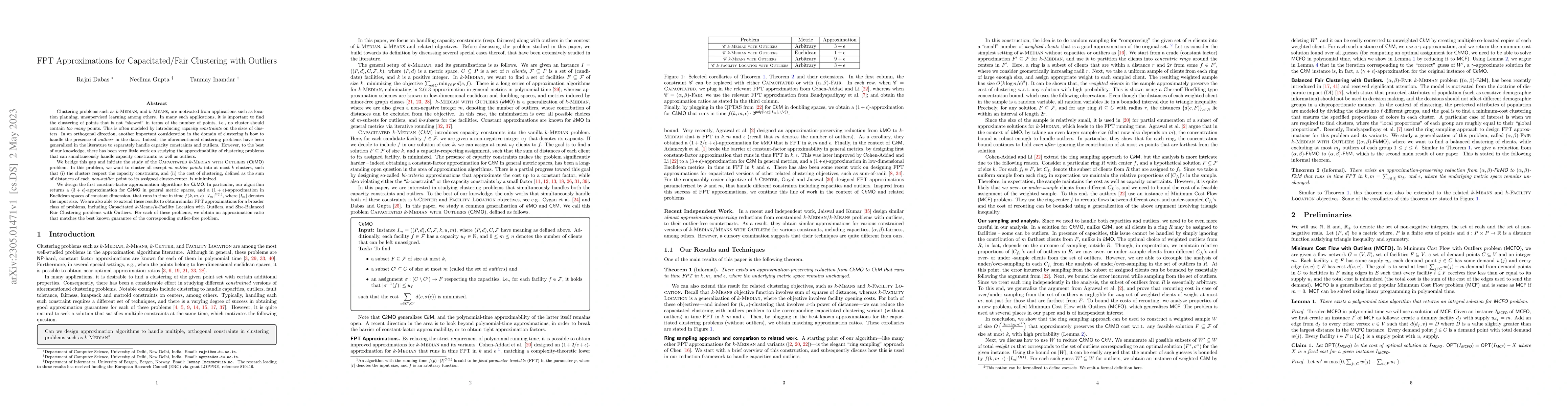 Thumbnail for FPT Approximations for Capacitated/Fair Clustering with Outliers