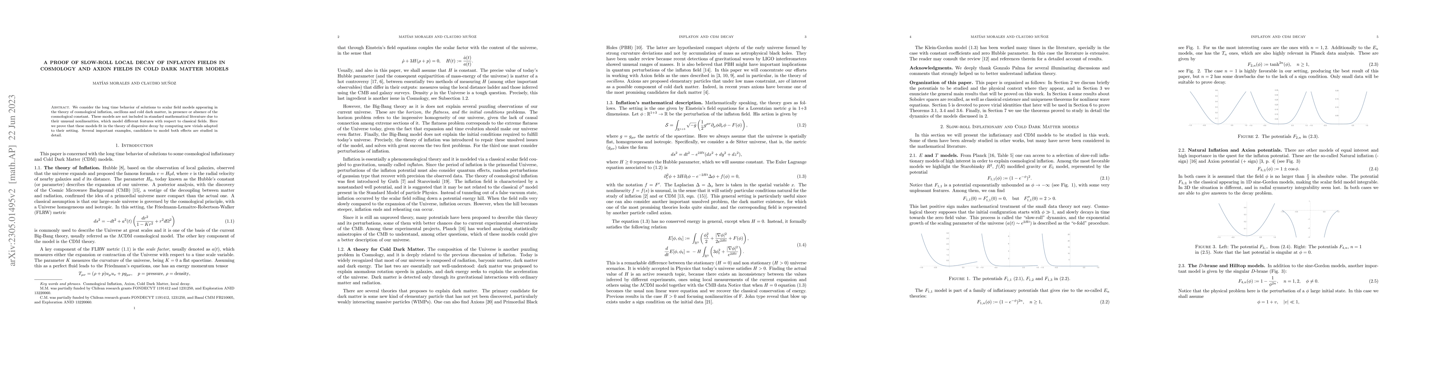 Thumbnail for A proof of slow-roll local decay of inflaton fields in cosmology and
  axion fields in cold dark matter models