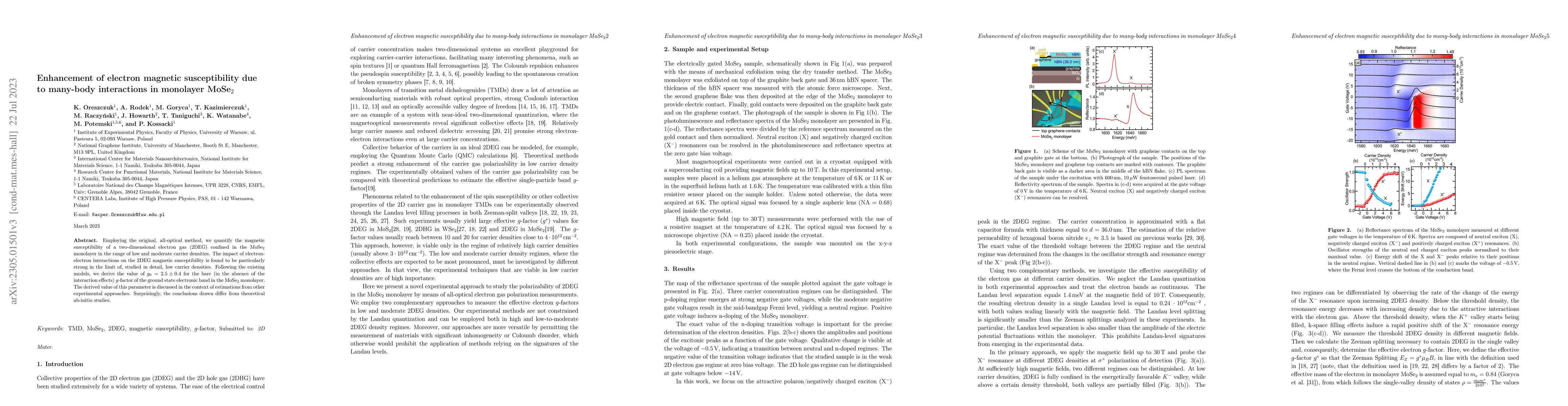 Thumbnail for Enhancement of electron magnetic susceptibility due to many-body
  interactions in monolayer MoSe$_2$