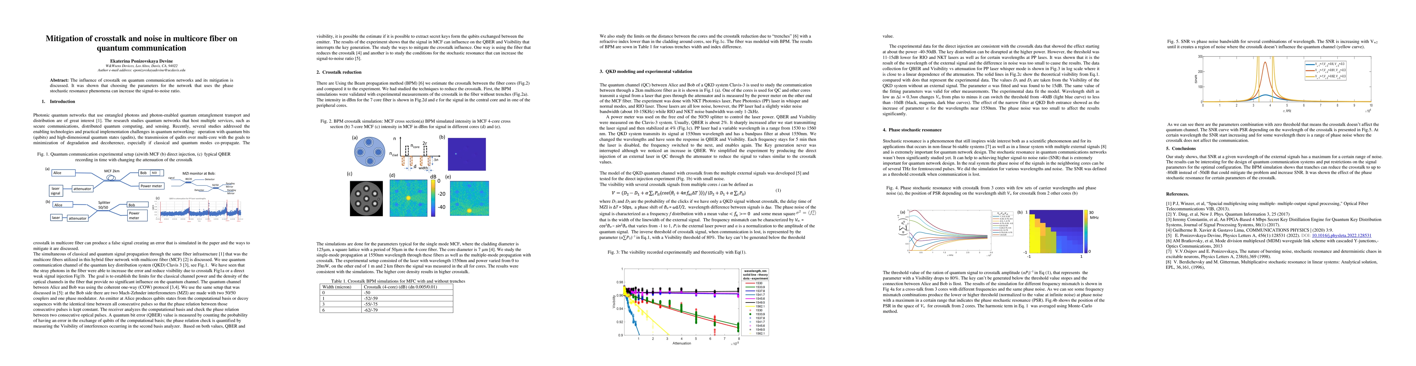 Thumbnail for Mitigation of crosstalk and noise in multicore fiber on quantum
  communication