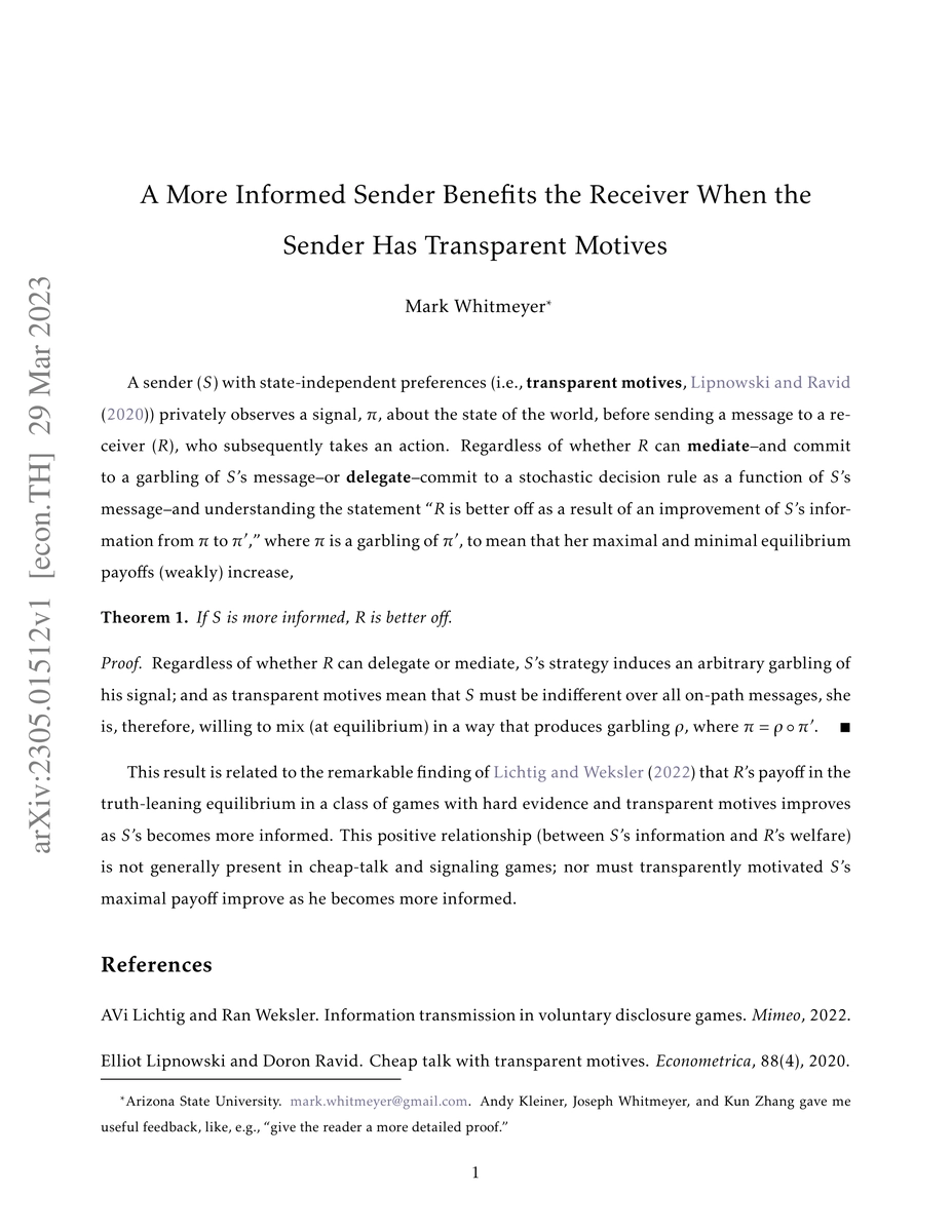 Thumbnail for A More Informed Sender Benefits the Receiver When the Sender Has
  Transparent Motives