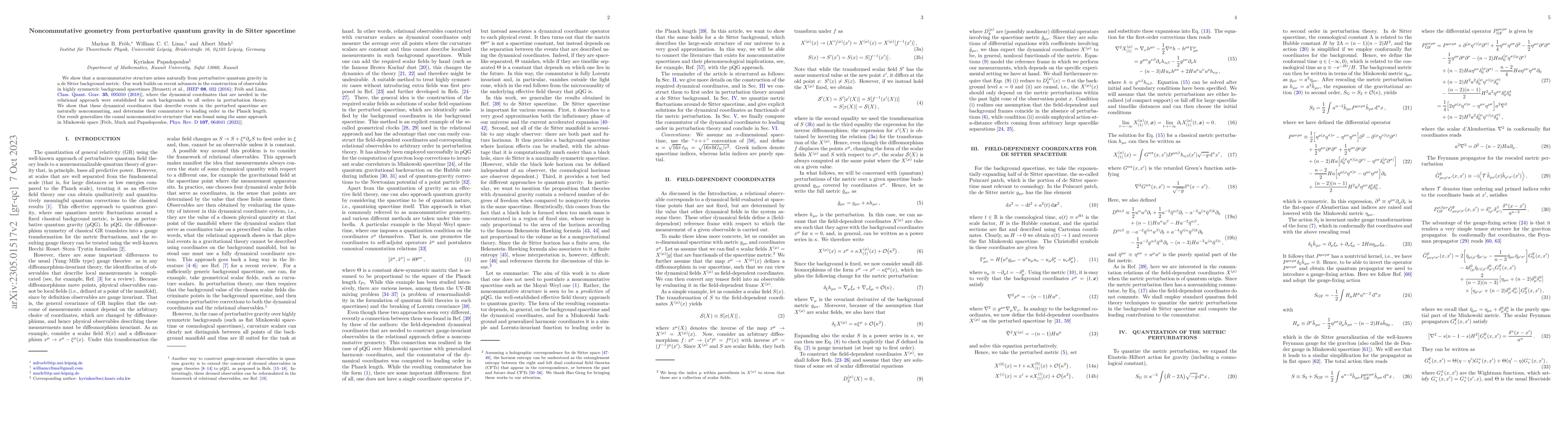 Thumbnail for Non-commutative Geometry from Perturbative Quantum Gravity in de Sitter
  spacetime