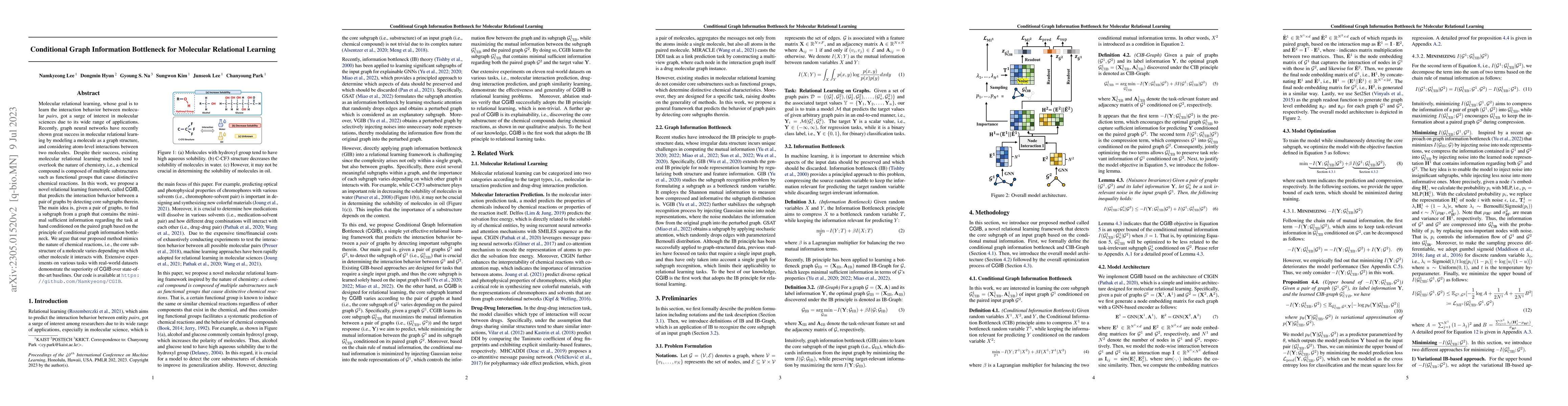 Thumbnail for Conditional Graph Information Bottleneck for Molecular Relational
  Learning