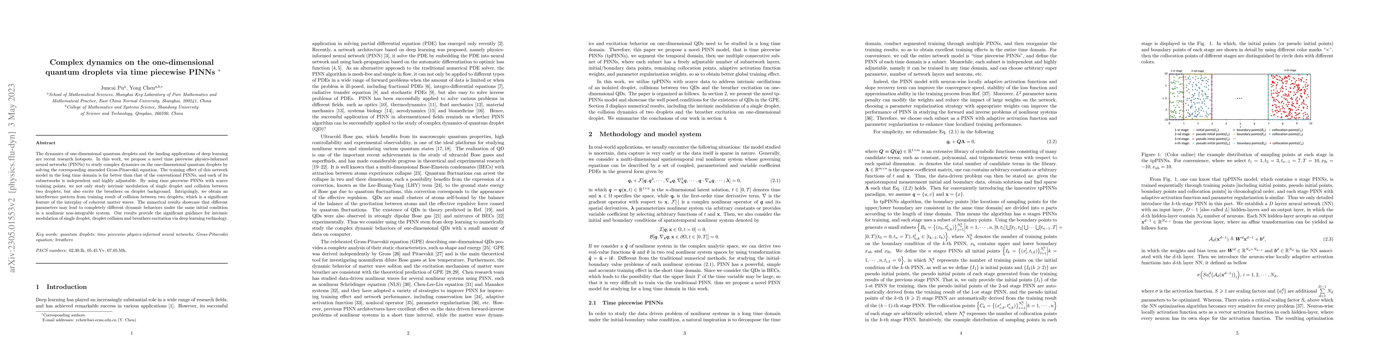 Thumbnail for Complex dynamics on the one-dimensional quantum droplets via time
  piecewise PINNs