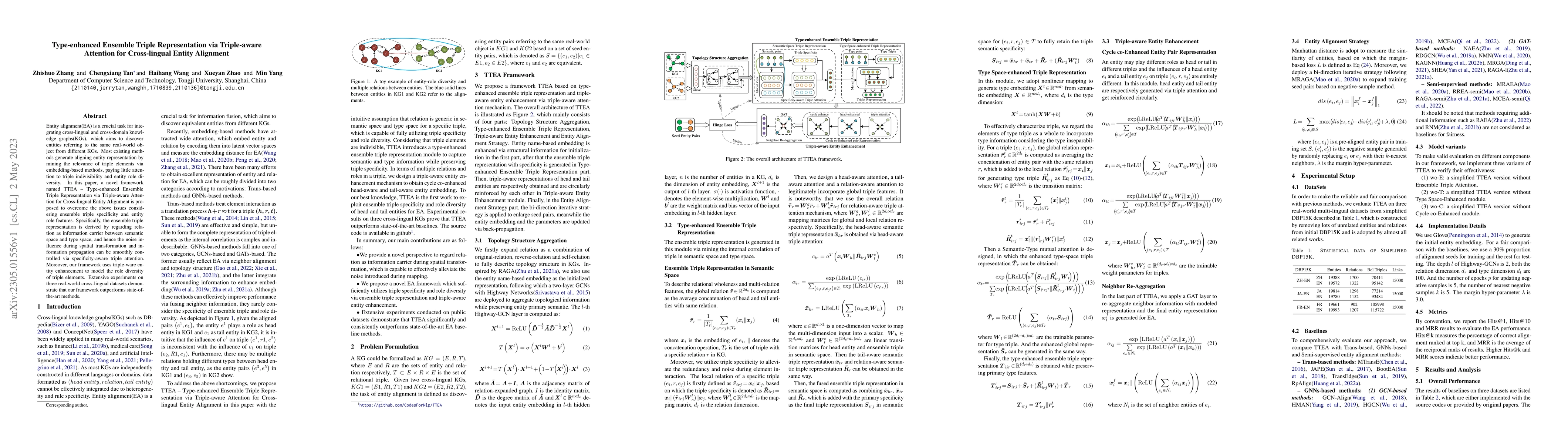 Thumbnail for Type-enhanced Ensemble Triple Representation via Triple-aware Attention
  for Cross-lingual Entity Alignment