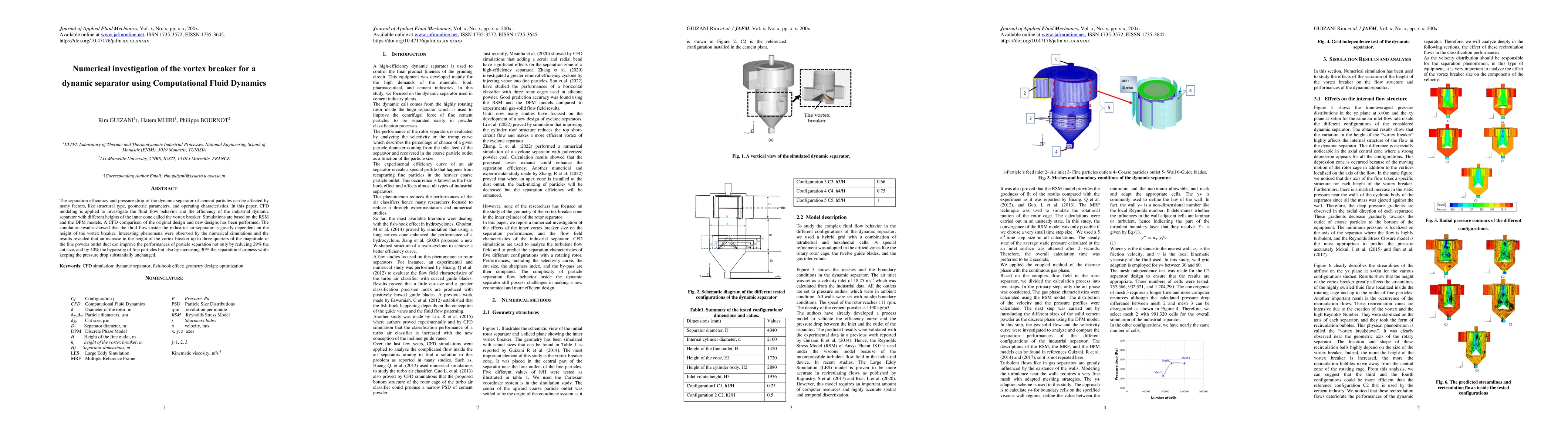 Thumbnail for Numerical Investigation of the Vortex Breaker for A Dynamic Separator
  using Computational Fluid Dynamics