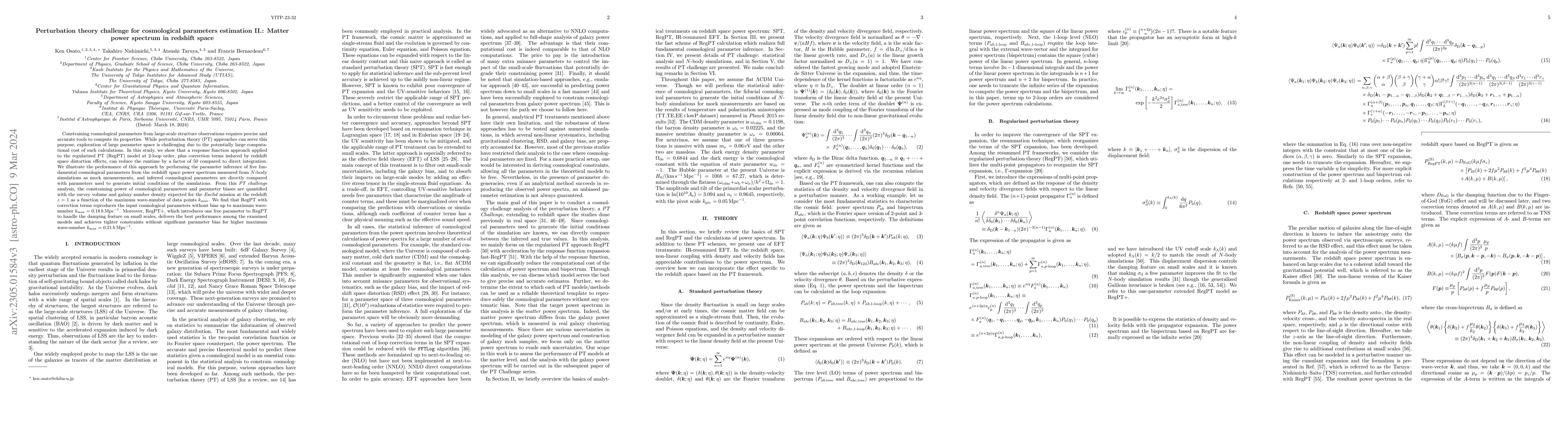 Thumbnail for Perturbation theory challenge for cosmological parameters estimation
  II.: Matter power spectrum in redshift space