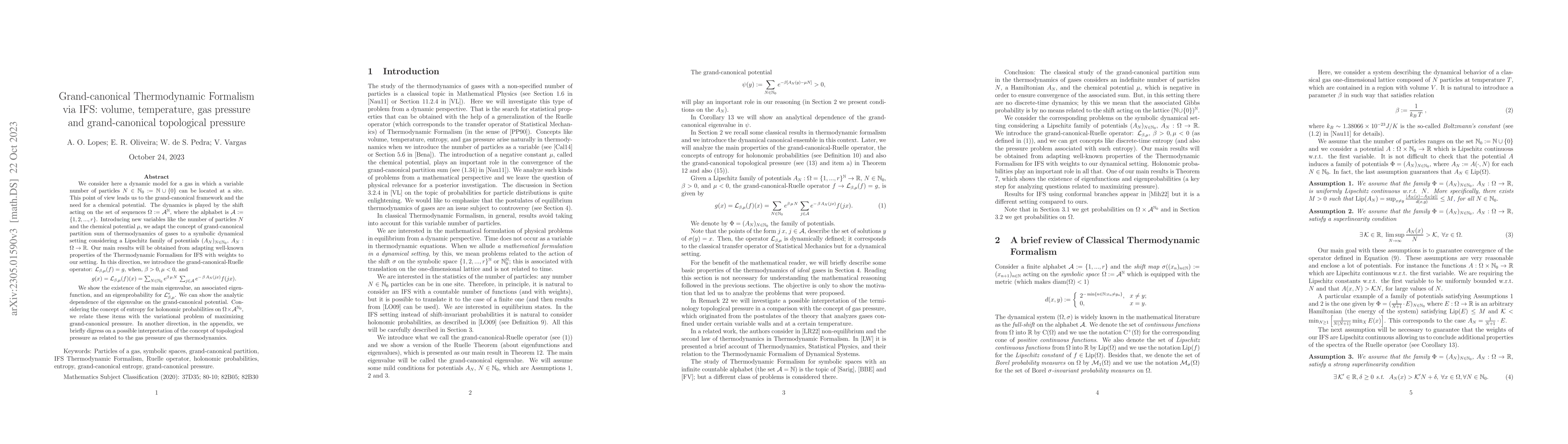 Thumbnail for Grand-canonical Thermodynamic Formalism via IFS: volume, temperature,
  gas pressure and grand-canonical topological pressure