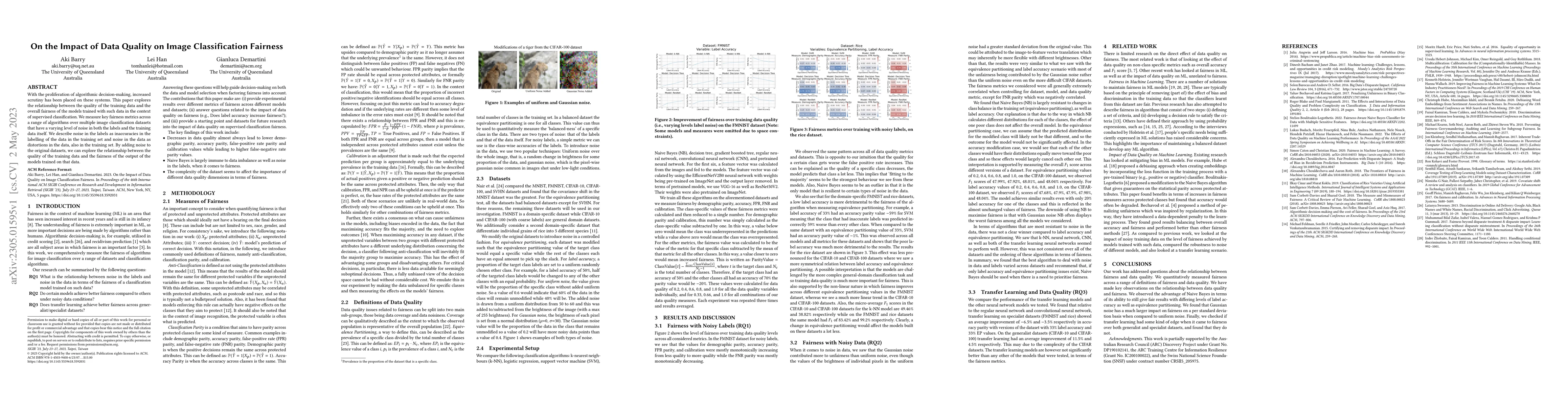 Thumbnail for On the Impact of Data Quality on Image Classification Fairness