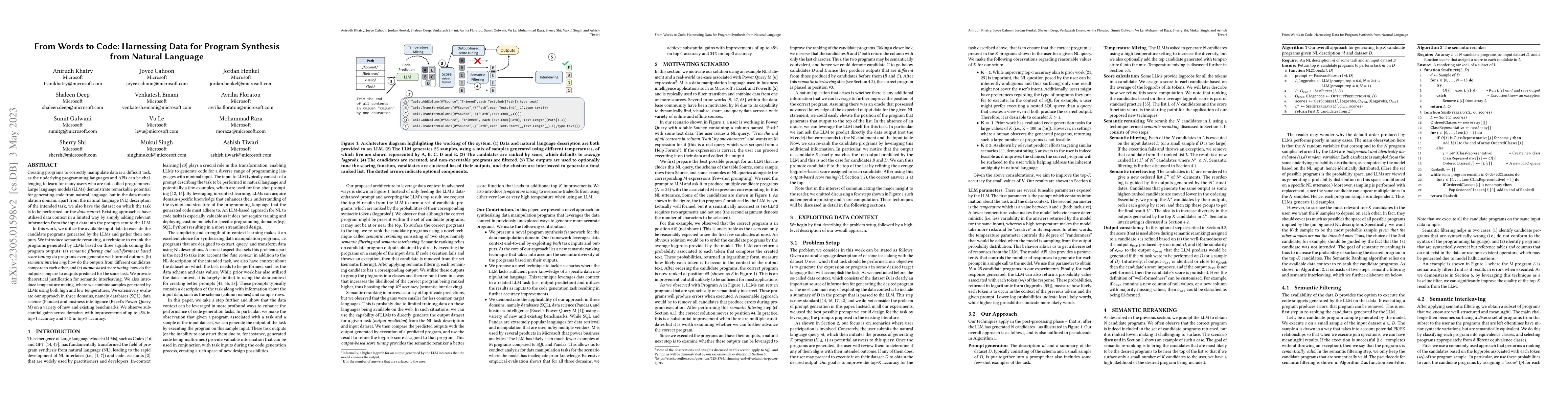 Thumbnail for From Words to Code: Harnessing Data for Program Synthesis from Natural
  Language