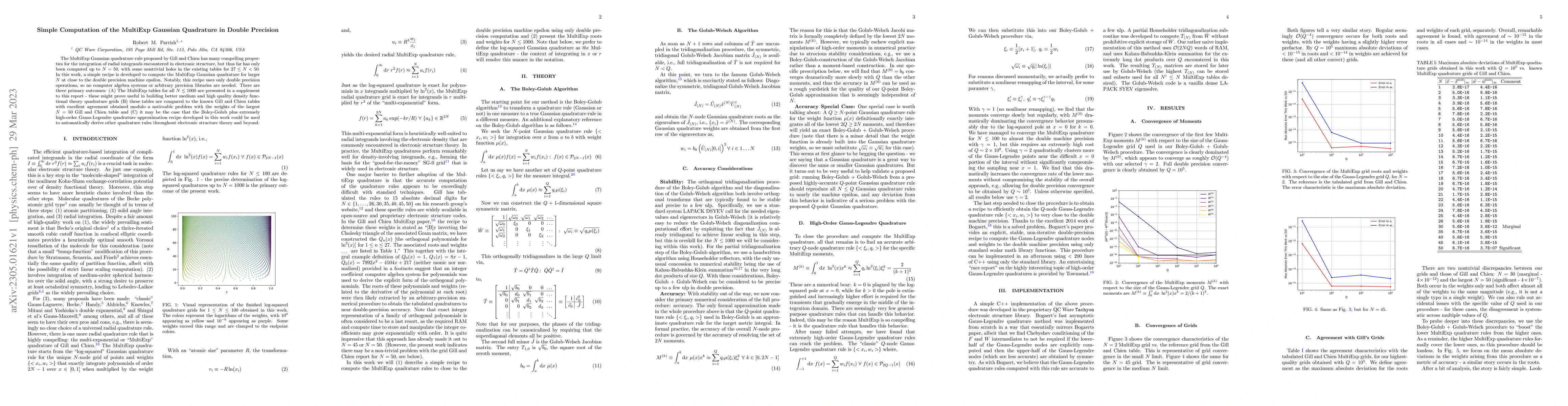 Thumbnail for Simple Computation of the MultiExp Gaussian Quadrature in Double
  Precision
