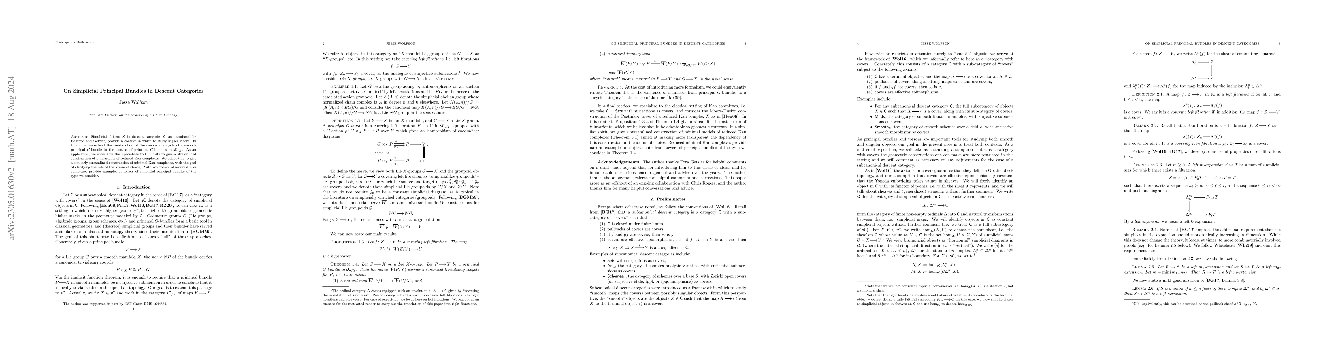 Thumbnail for On Simplicial Principal Bundles in Descent Categories