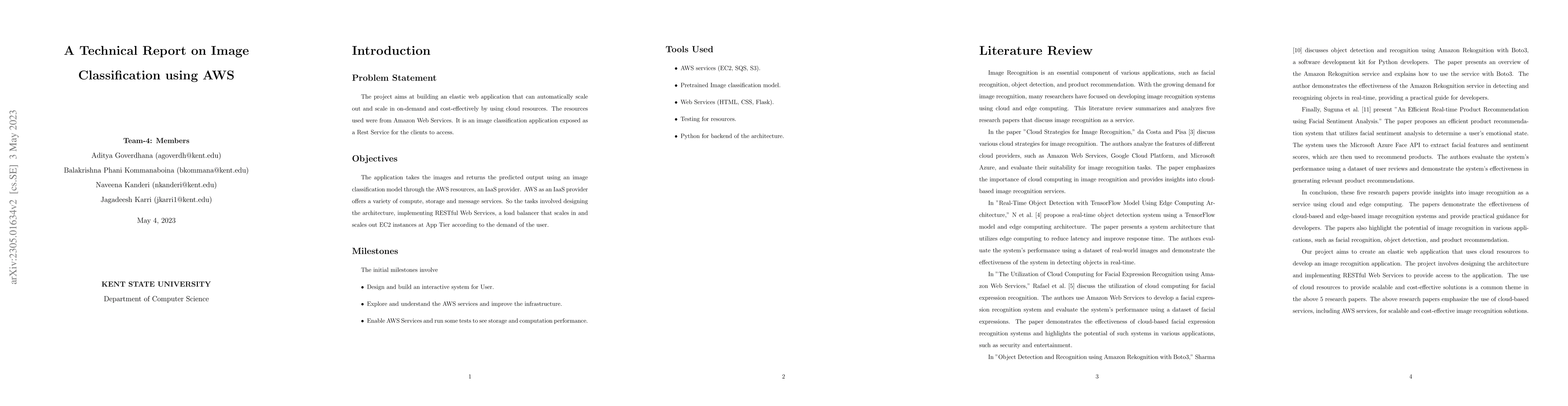 Thumbnail for A Technical Report on Image Classification using AWS