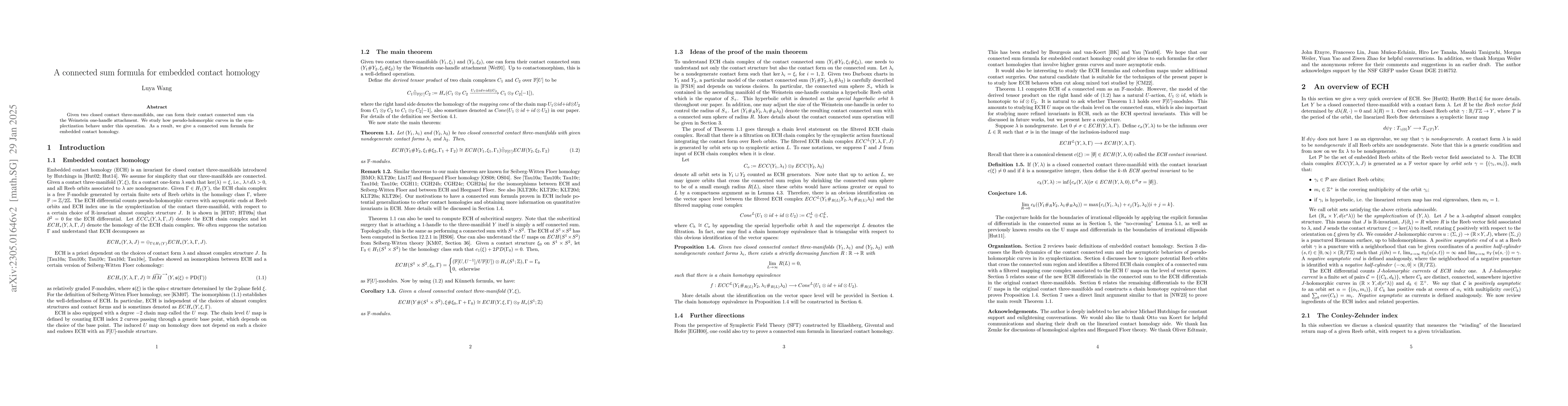 Thumbnail for A connected sum formula for embedded contact homology