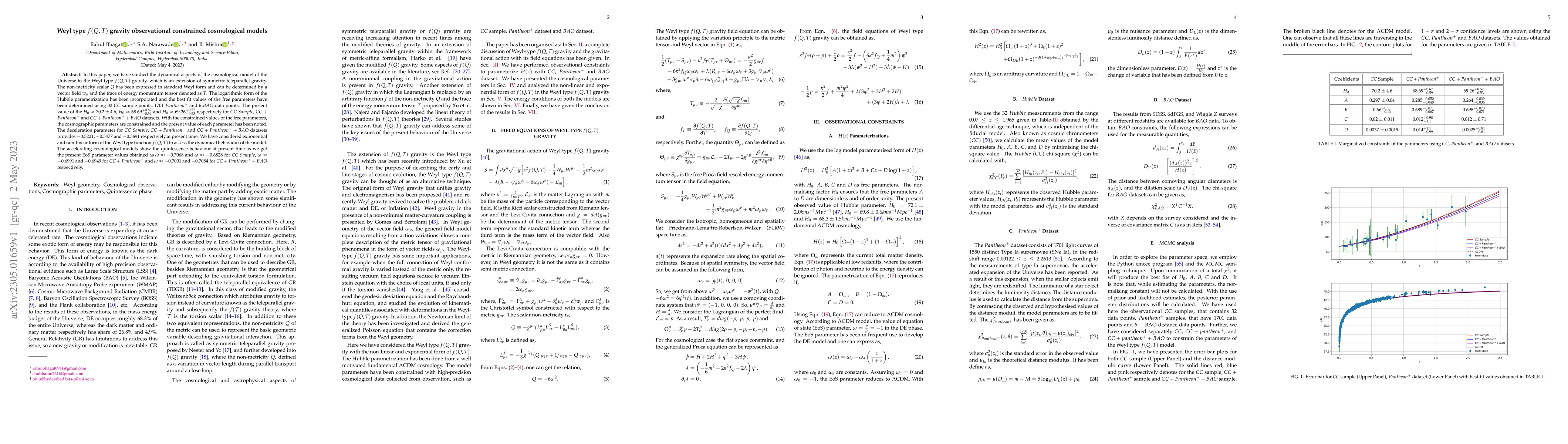 Thumbnail for Weyl type $f(Q,T)$ gravity observational constrained cosmological model