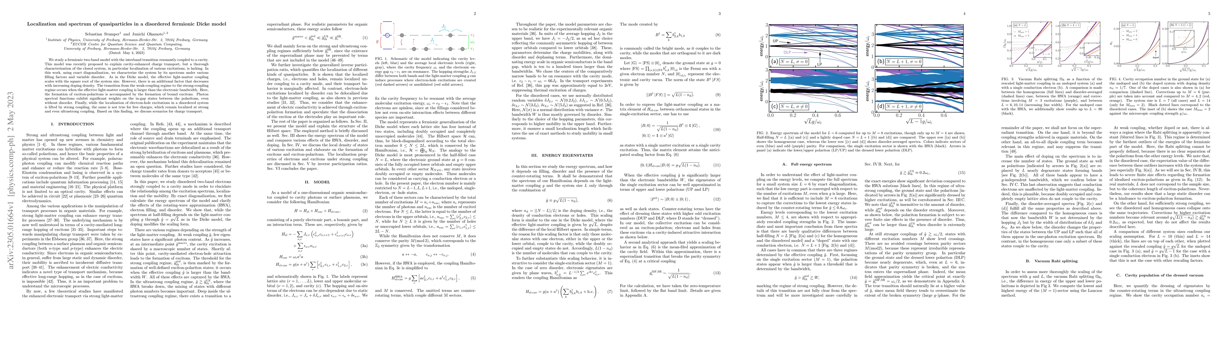 Thumbnail for Localization and spectrum of quasiparticles in a disordered fermionic
  Dicke model