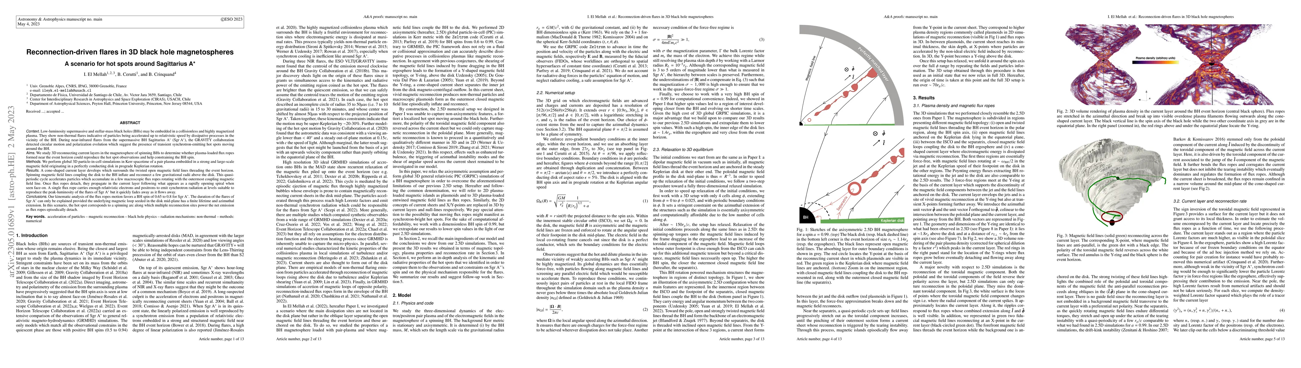 Thumbnail for Reconnection-driven flares in 3D black hole magnetospheres -- A scenario
  for hot spots around Sagittarius A*