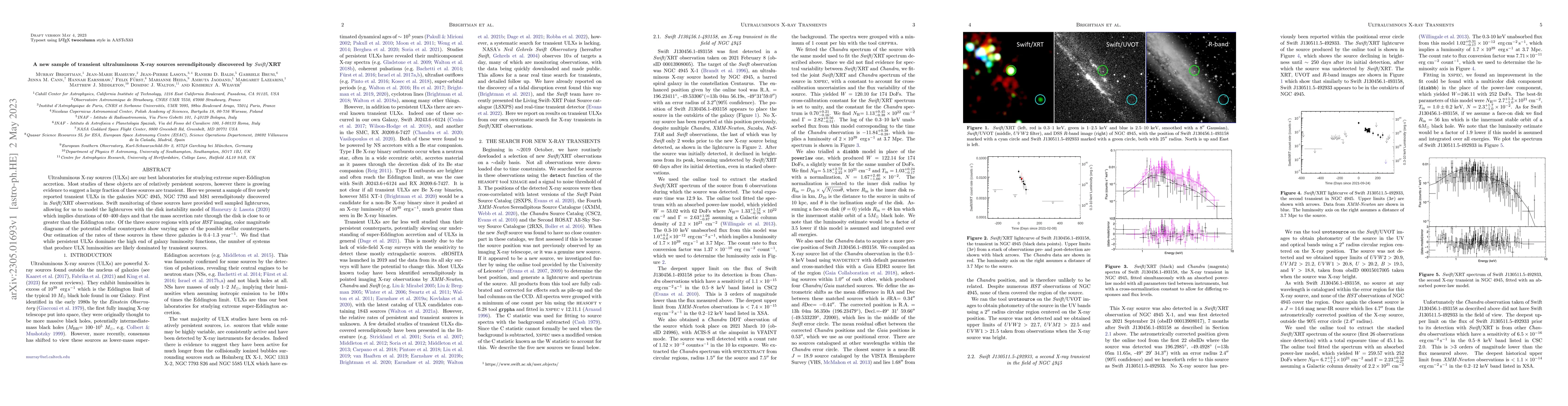 Thumbnail for A new sample of transient ultraluminous X-ray sources serendipitously
  discovered by Swift/XRT