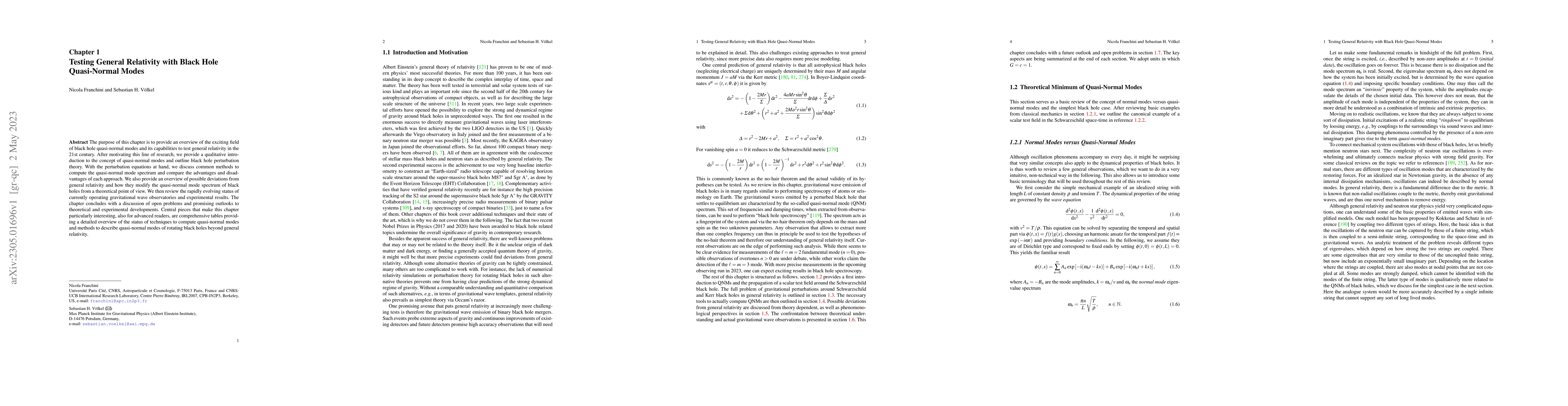 Thumbnail for Testing General Relativity with Black Hole Quasi-Normal Modes