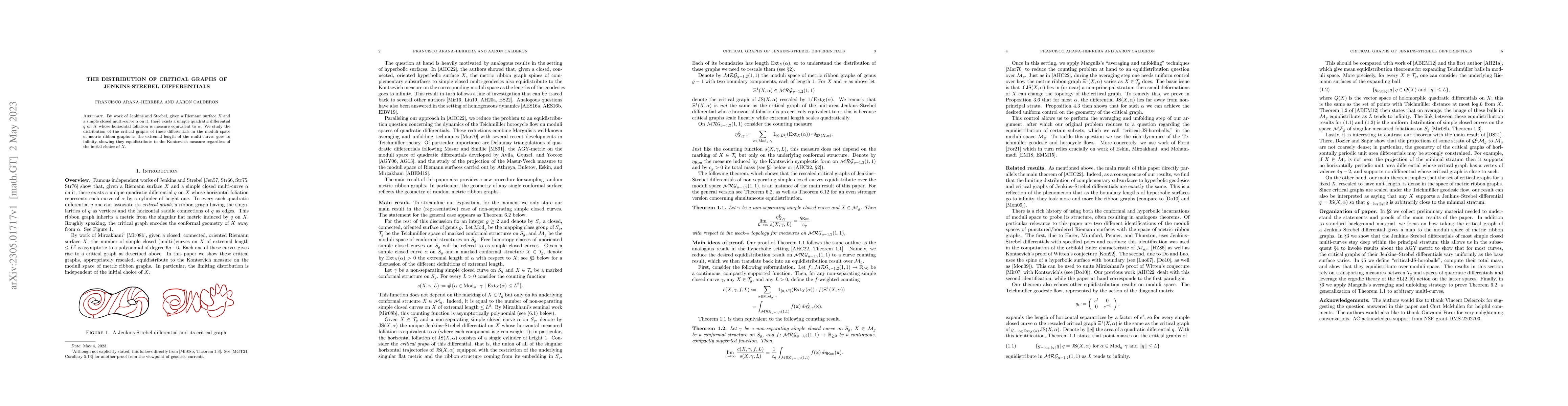 Thumbnail for The distribution of critical graphs of Jenkins-Strebel differentials