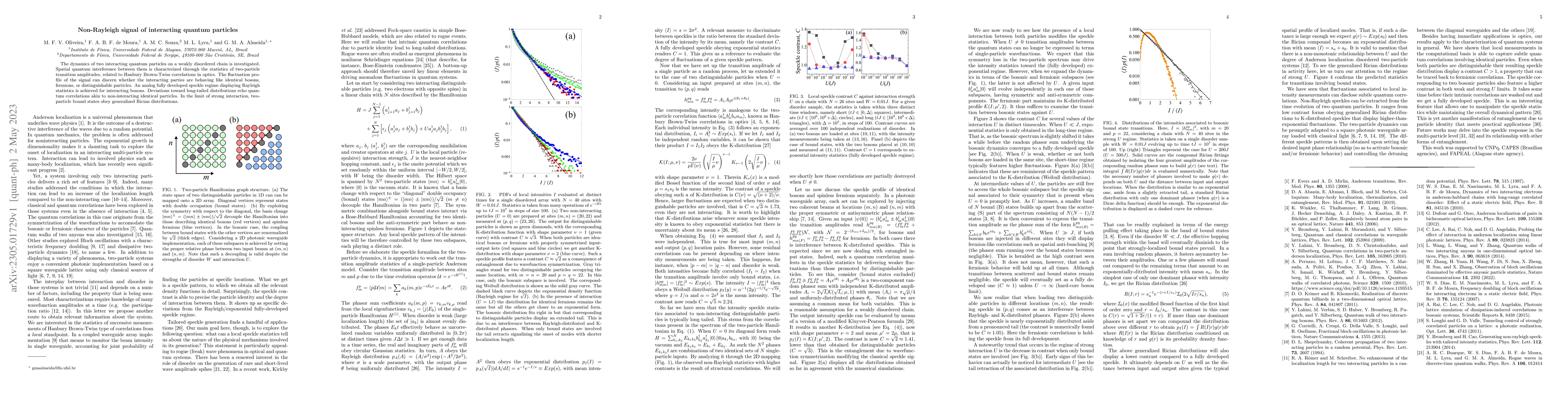 Thumbnail for Non-Rayleigh signal of interacting quantum particles