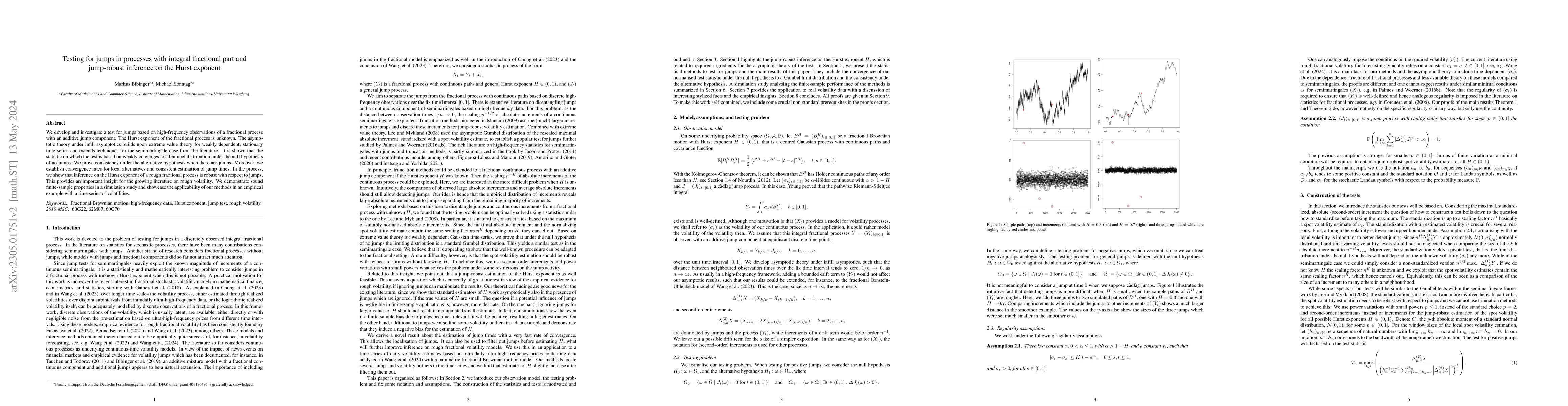 Thumbnail for Testing for jumps in processes with integral fractional part and
  jump-robust inference on the Hurst exponent