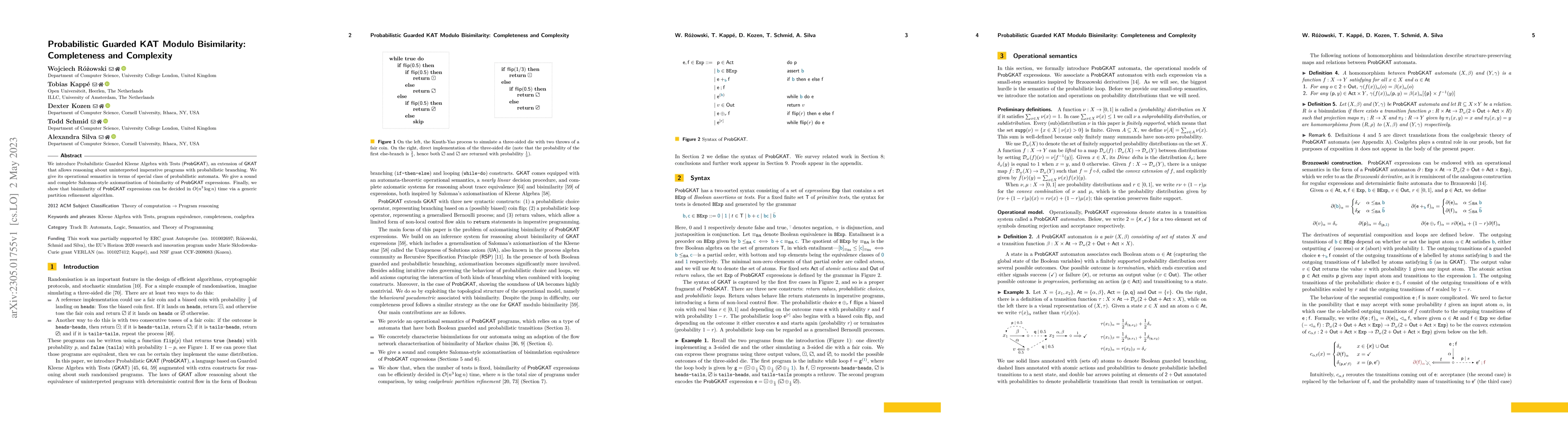 Thumbnail for Probabilistic Guarded KAT Modulo Bisimilarity: Completeness and
  Complexity