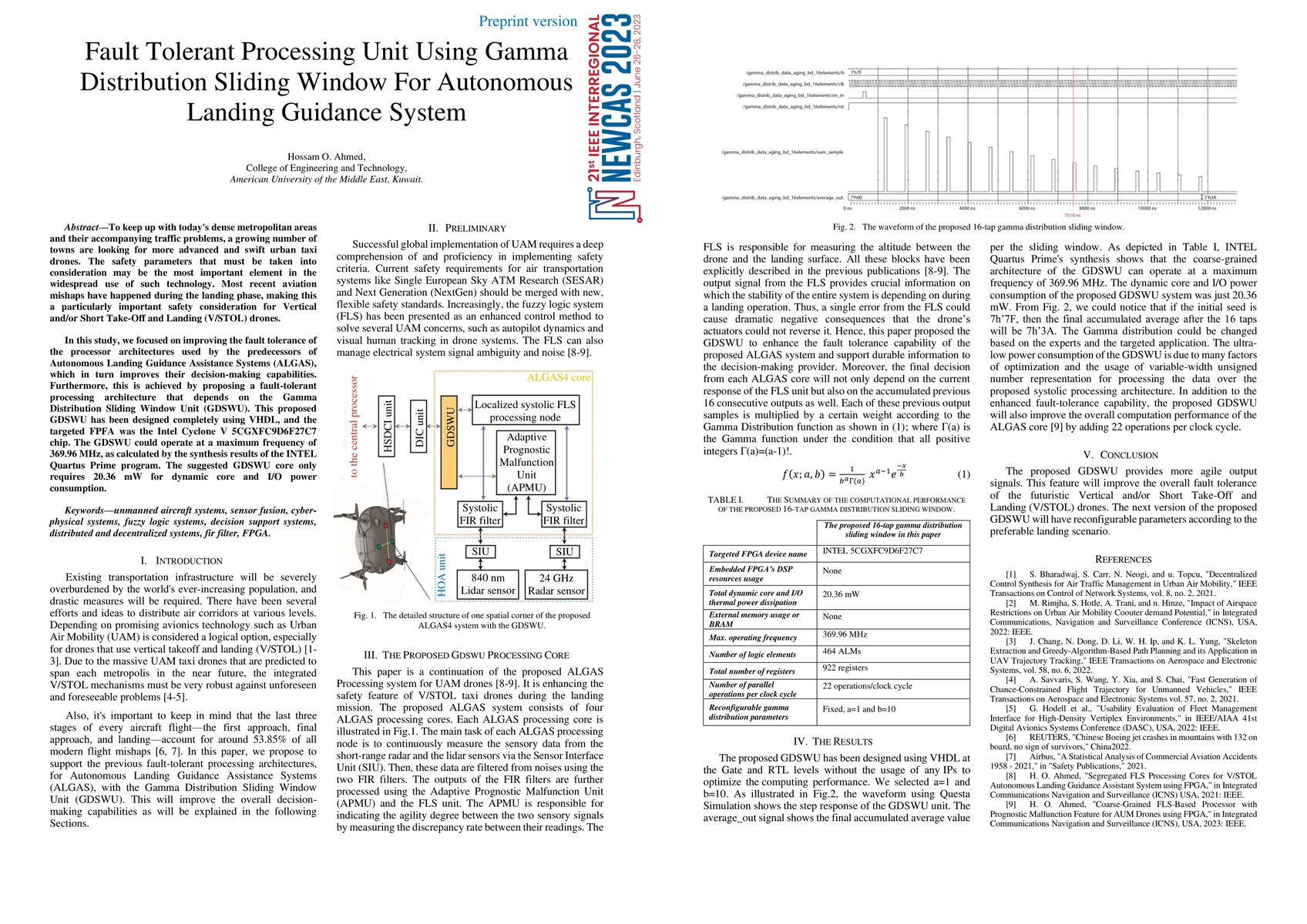 Thumbnail for Fault Tolerant Processing Unit Using Gamma Distribution Sliding Window
  For Autonomous Landing Guidance System
