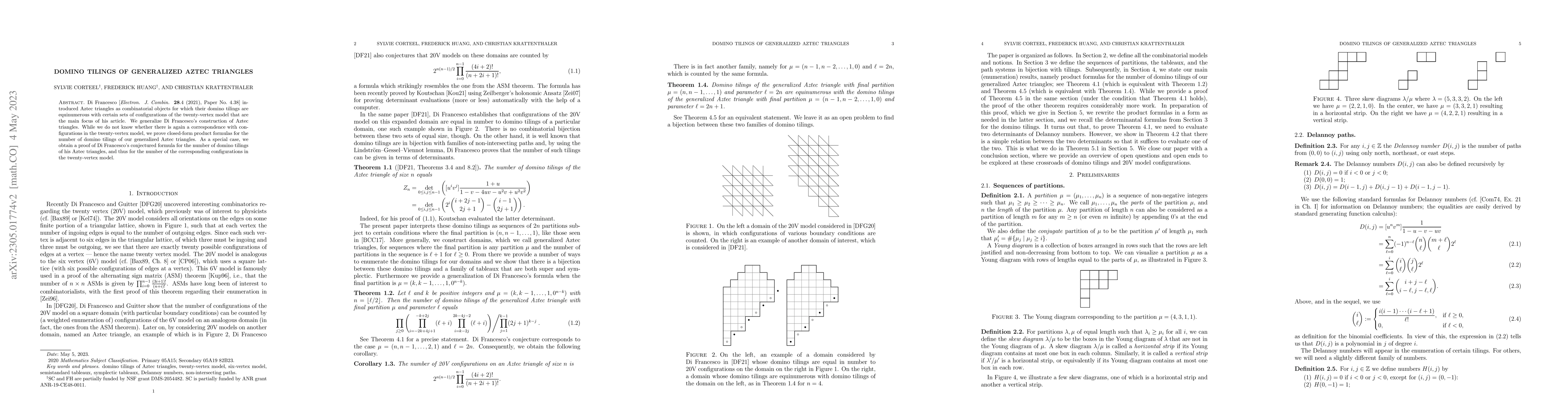 Thumbnail for Domino tilings of generalized Aztec triangles