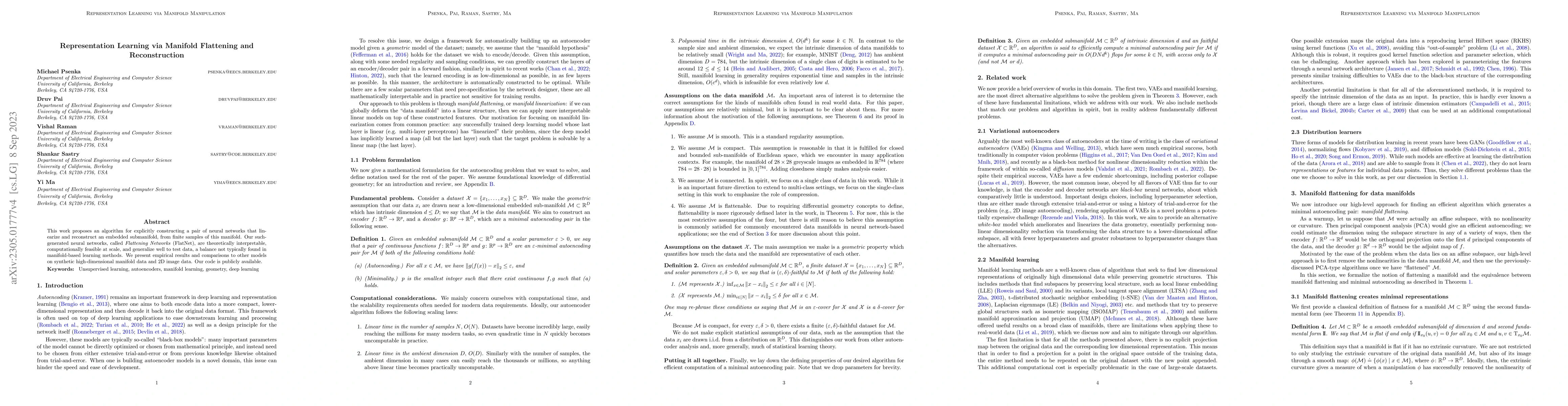 Thumbnail for Representation Learning via Manifold Flattening and Reconstruction