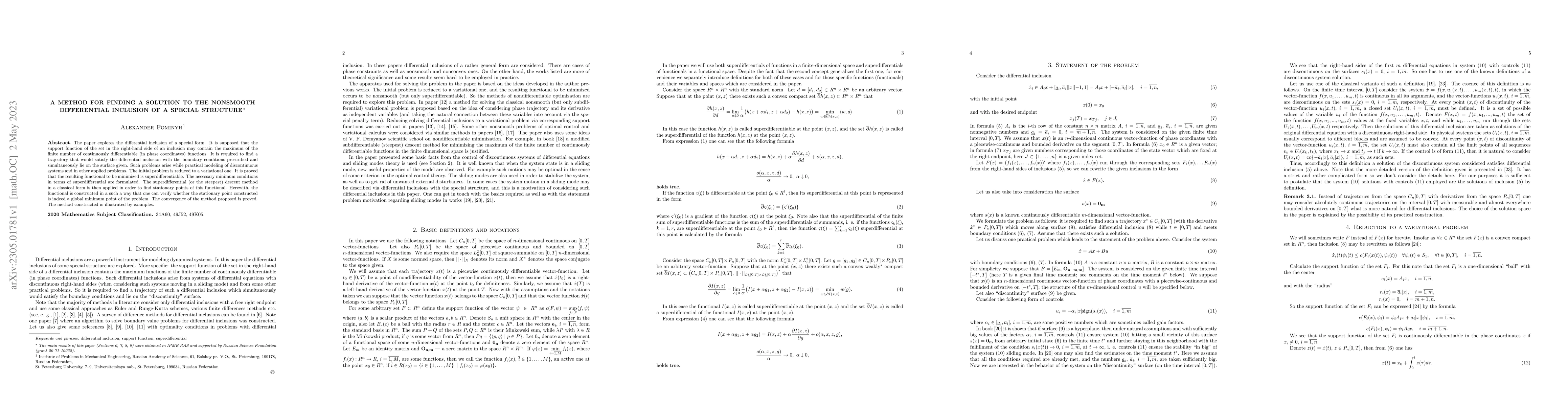 Thumbnail for A method for finding a solution to the nonsmooth differential inclusion
  of a special structure