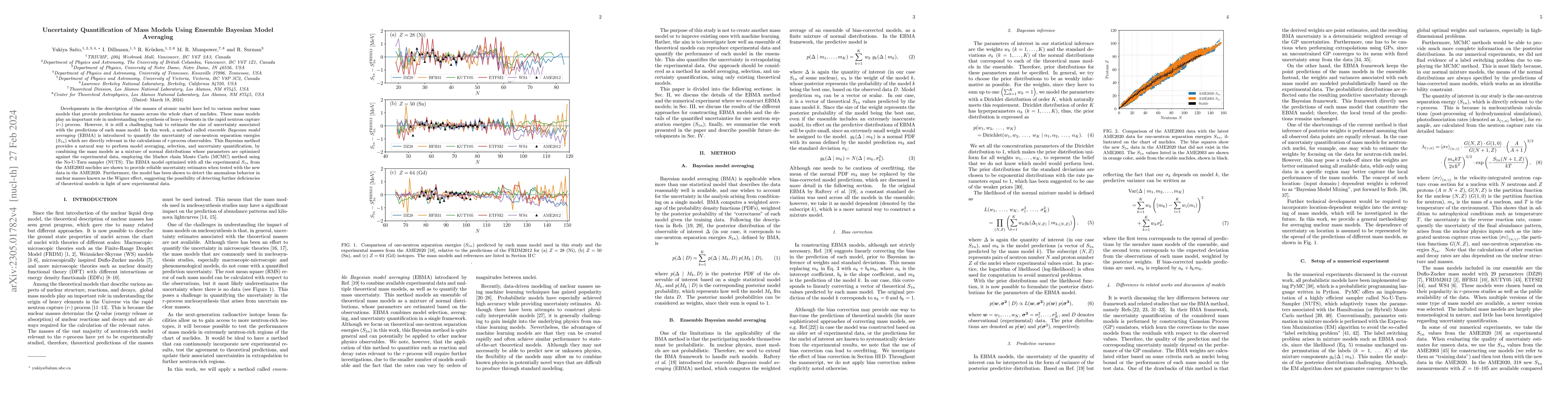 Thumbnail for Uncertainty Quantification of Mass Models using Ensemble Bayesian Model
  Averaging