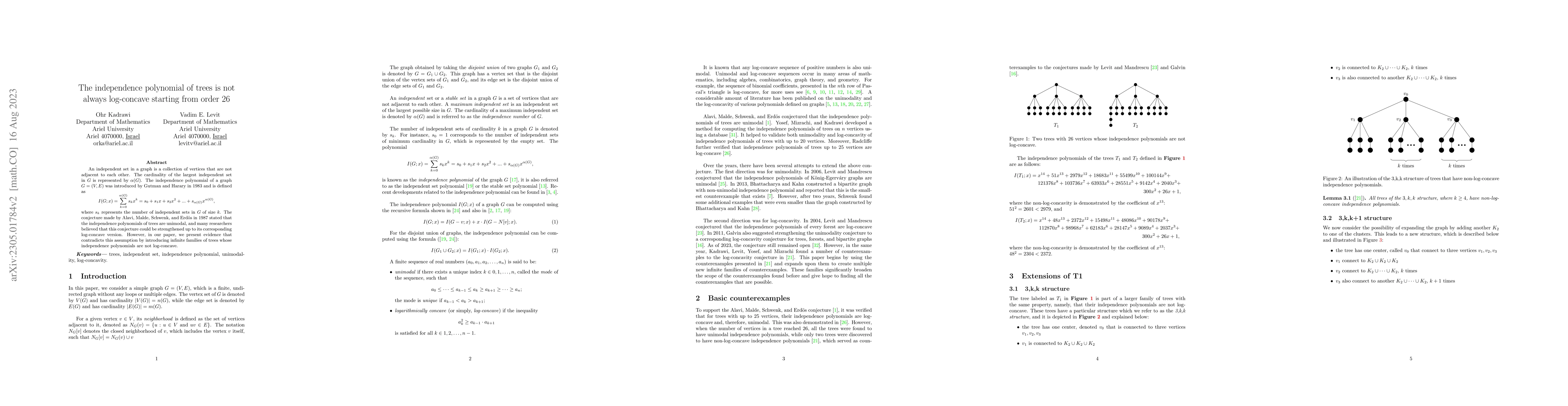 Thumbnail for The independence polynomial of trees is not always log-concave starting
  from order 26