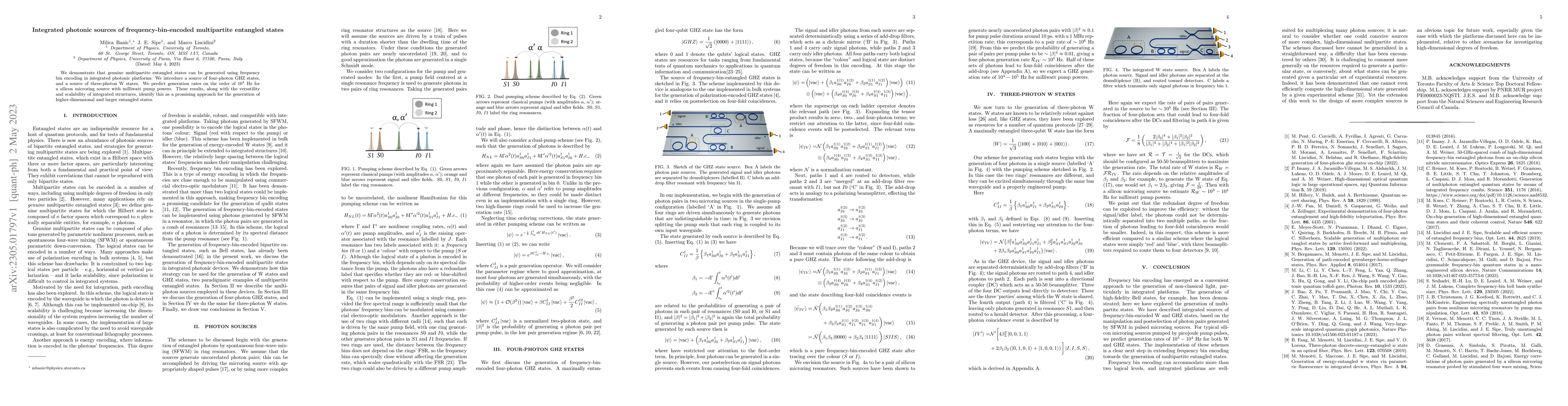 Thumbnail for Integrated photonic sources of frequency-bin-encoded multipartite
  entangled states
