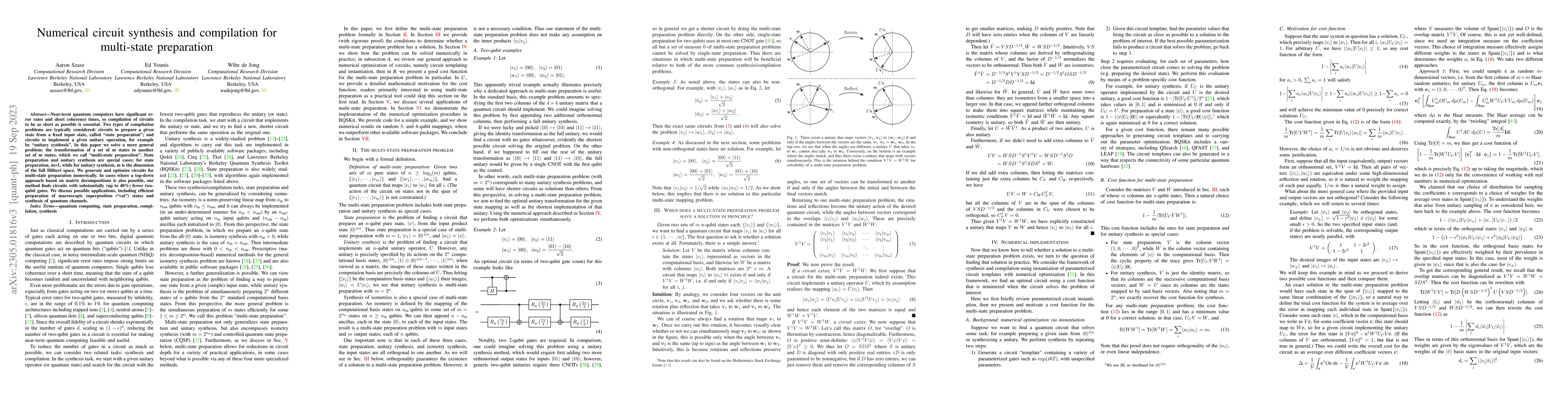 Thumbnail for Numerical circuit synthesis and compilation for multi-state preparation
