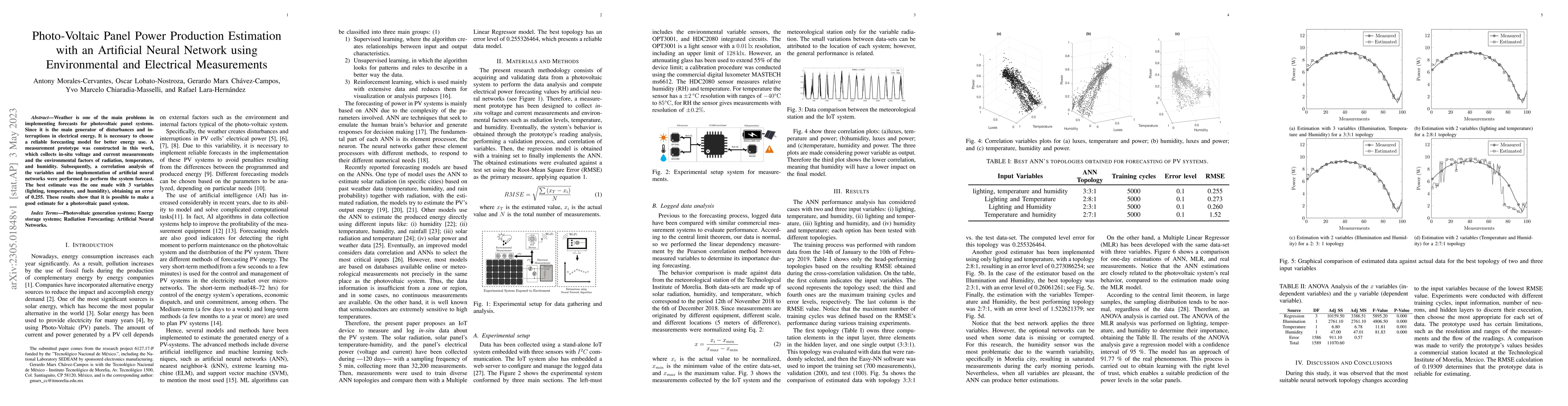 Thumbnail for Photo-Voltaic Panel Power Production Estimation with an Artificial
  Neural Network using Environmental and Electrical Measurements