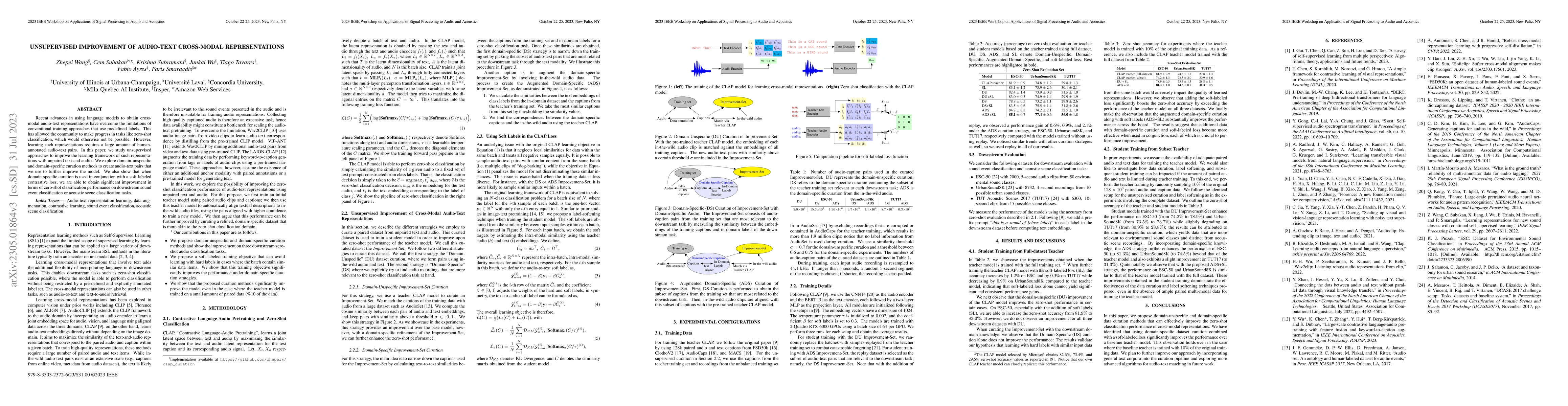 Thumbnail for Unsupervised Improvement of Audio-Text Cross-Modal Representations