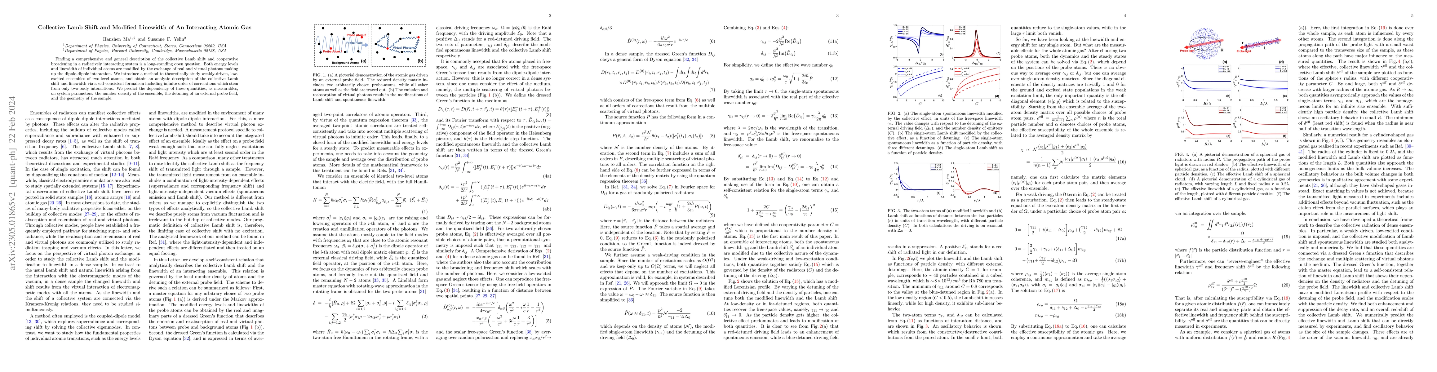 Thumbnail for Collective Lamb Shift and Modified Linewidth of An Interacting Atomic
  Gas
