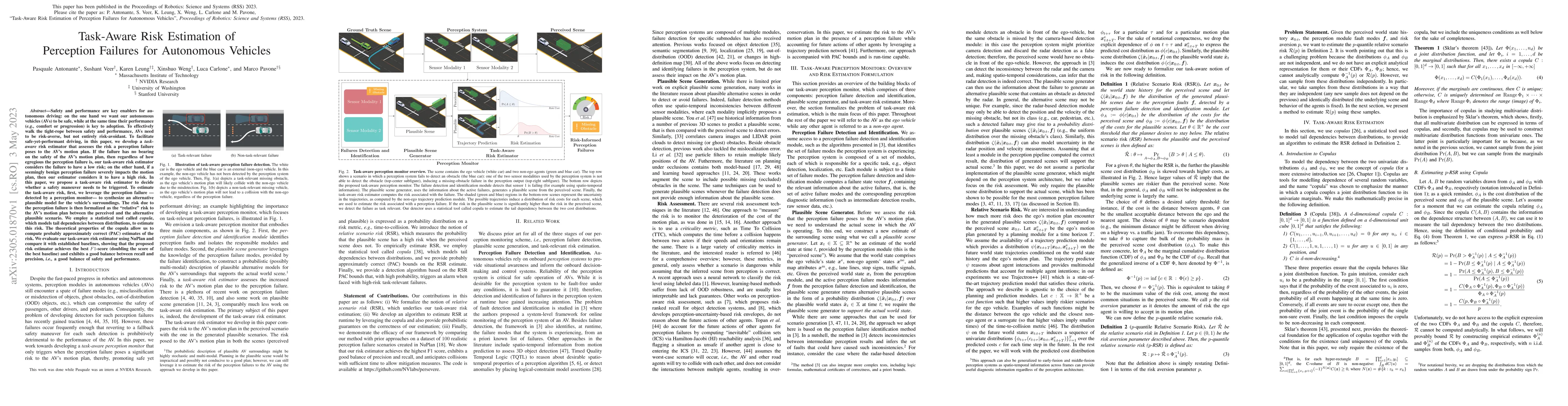 Thumbnail for Task-Aware Risk Estimation of Perception Failures for Autonomous
  Vehicles