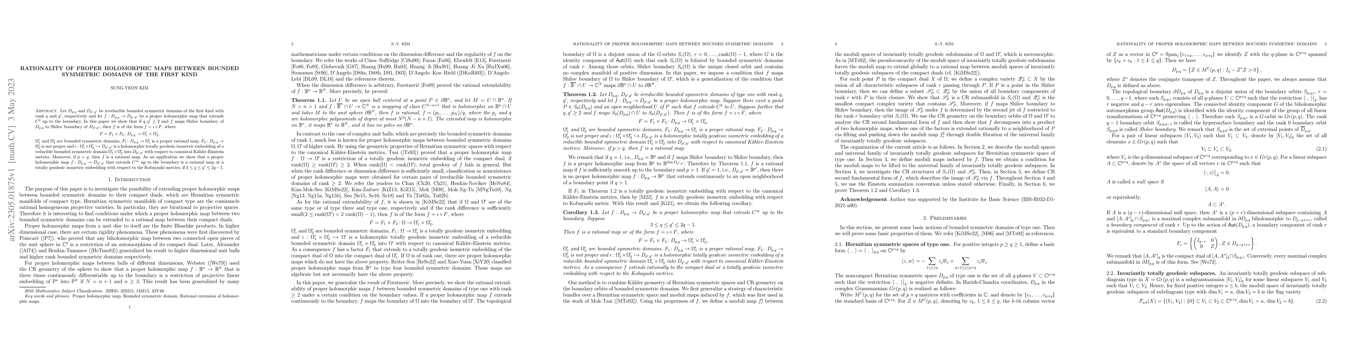 Thumbnail for Rationality of proper holomorphic maps between bounded symmetric domains
  of the first kind