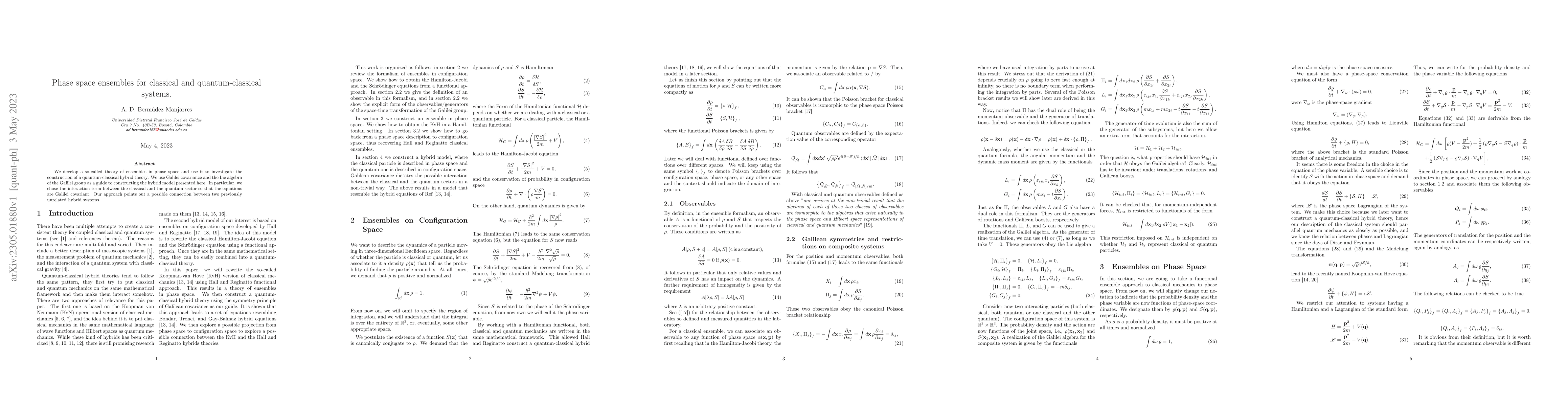 Thumbnail for Phase space ensembles for classical and quantum-classical systems