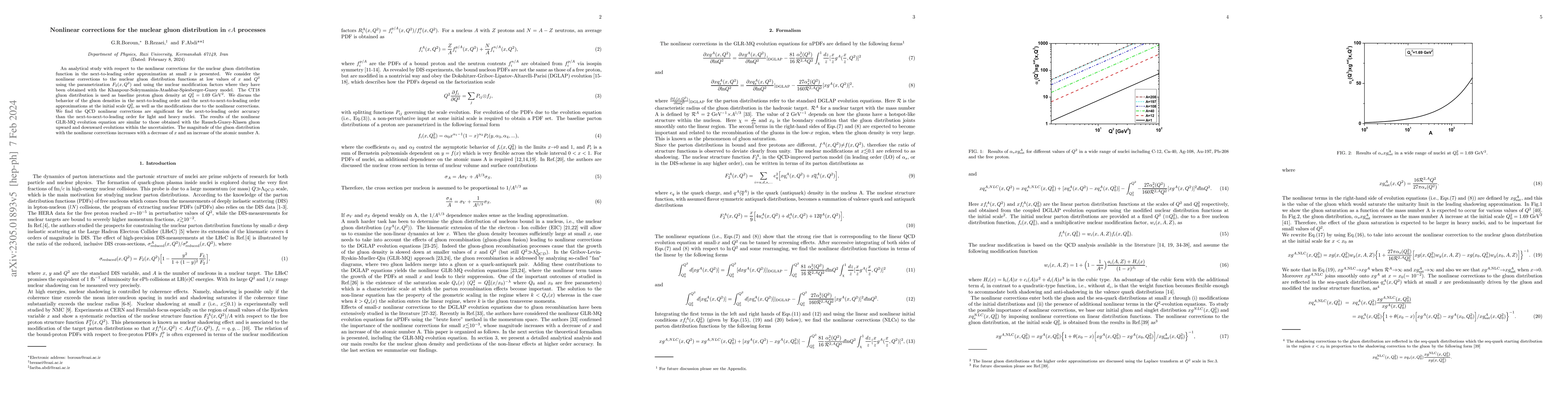 Thumbnail for Nonlinear corrections for the nuclear gluon distribution in $eA$
  processes