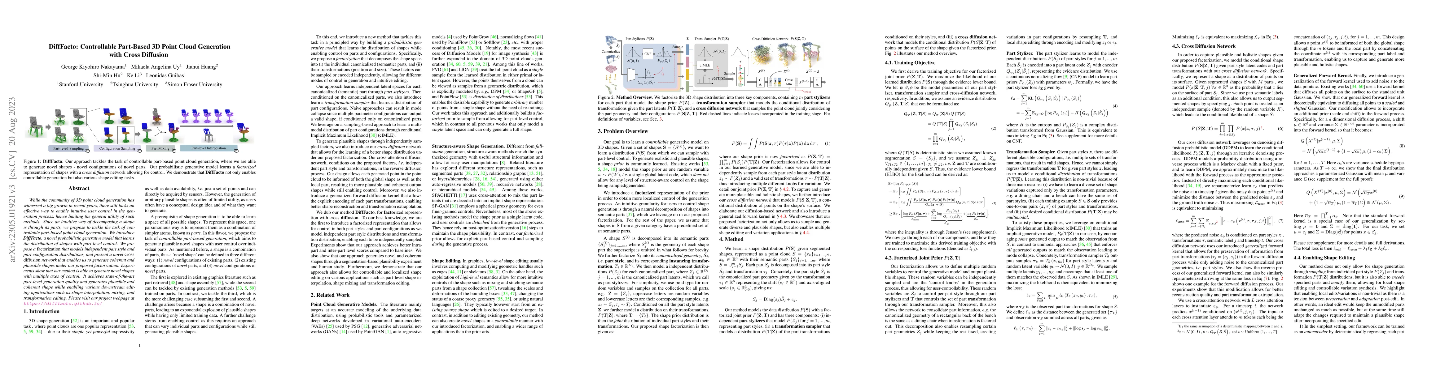 Thumbnail for DiffFacto: Controllable Part-Based 3D Point Cloud Generation with Cross
  Diffusion