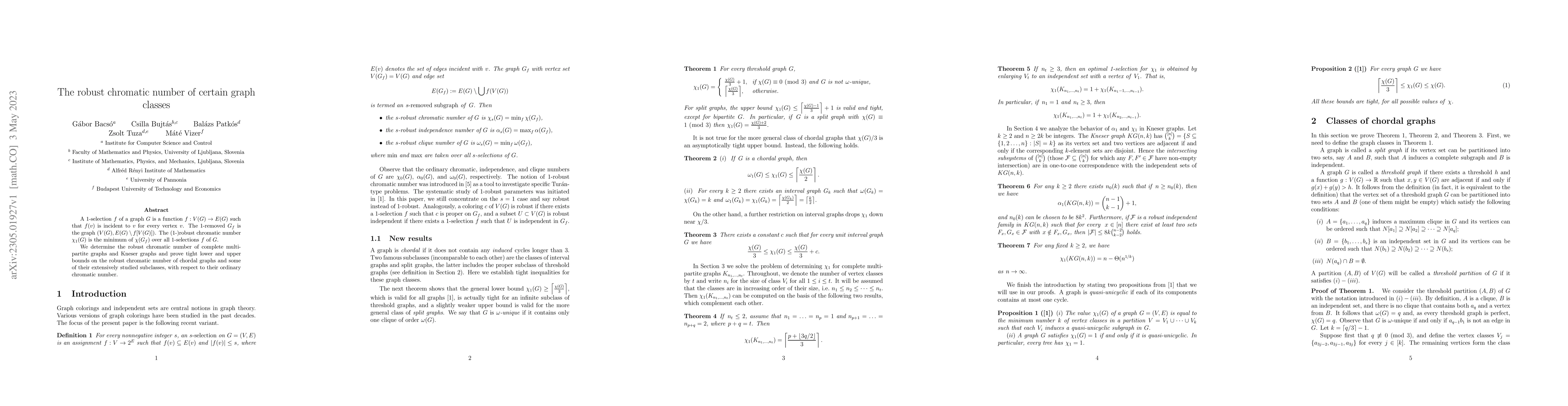 Thumbnail for The robust chromatic number of certain graph classes
