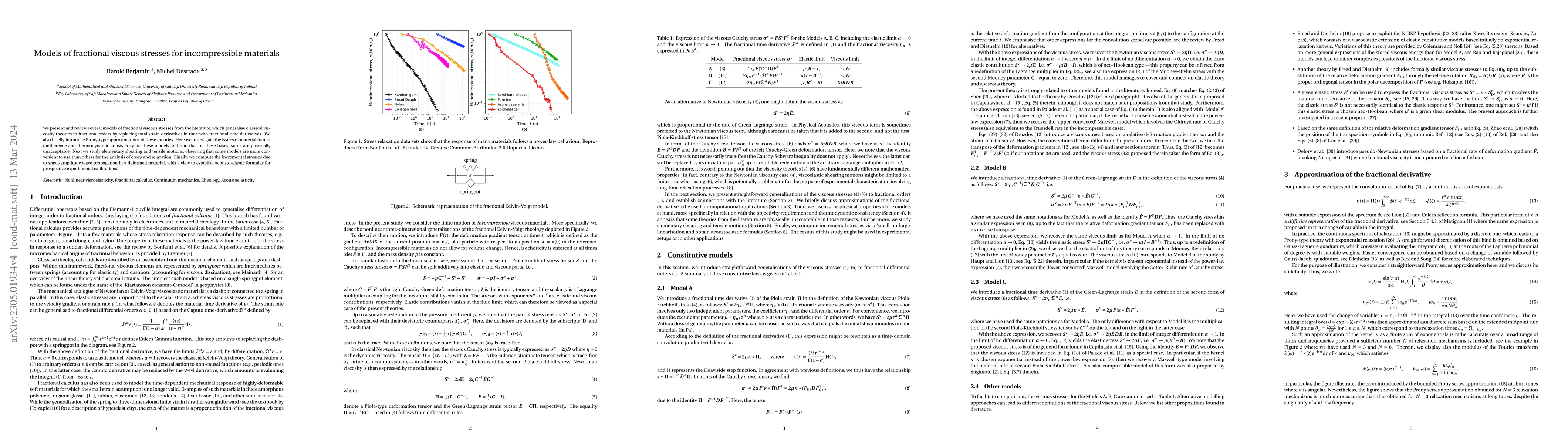 Thumbnail for Models of fractional viscous stresses for incompressible materials