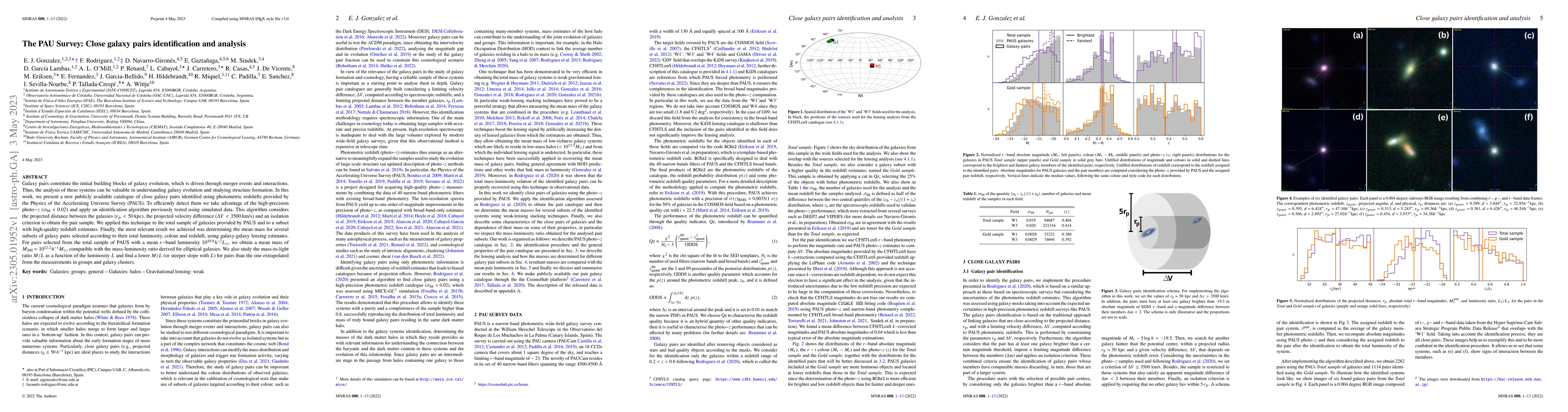 Thumbnail for The PAU Survey: Close galaxy pairs identification and analysis
