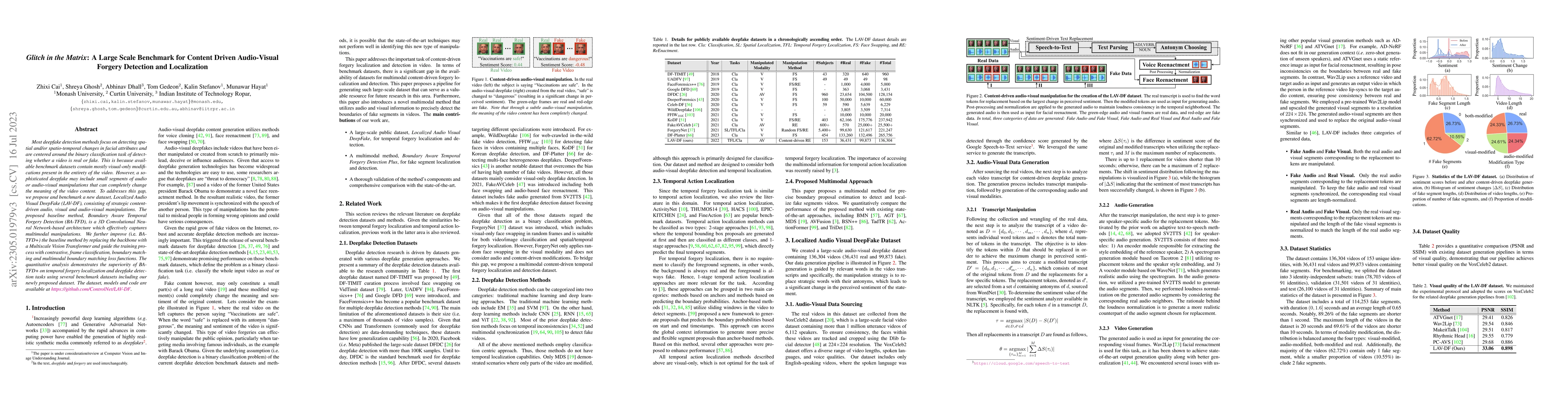 Thumbnail for Glitch in the Matrix: A Large Scale Benchmark for Content Driven
  Audio-Visual Forgery Detection and Localization