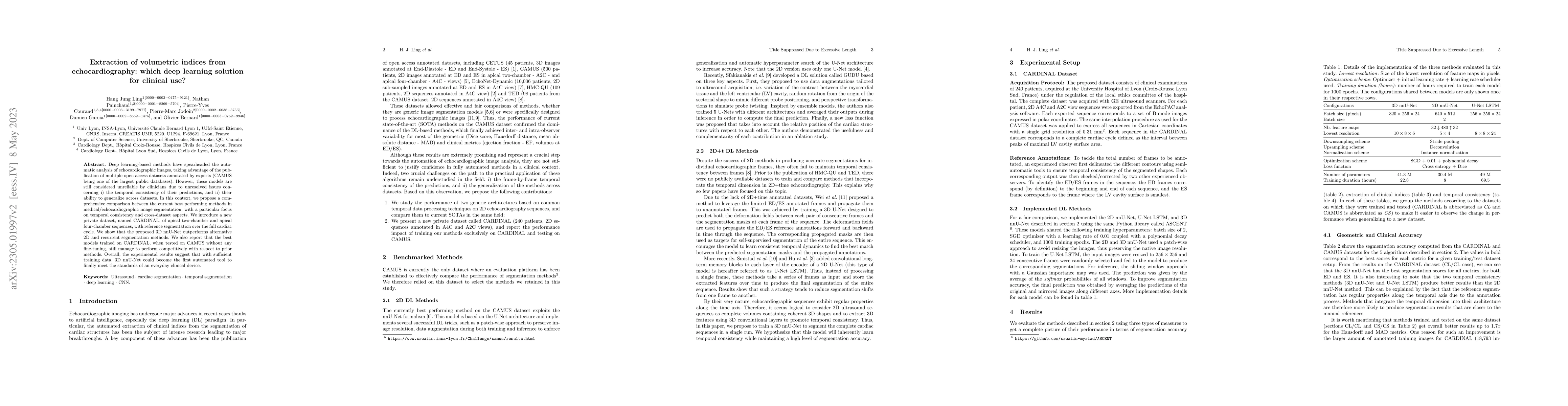Thumbnail for Extraction of volumetric indices from echocardiography: which deep
  learning solution for clinical use?