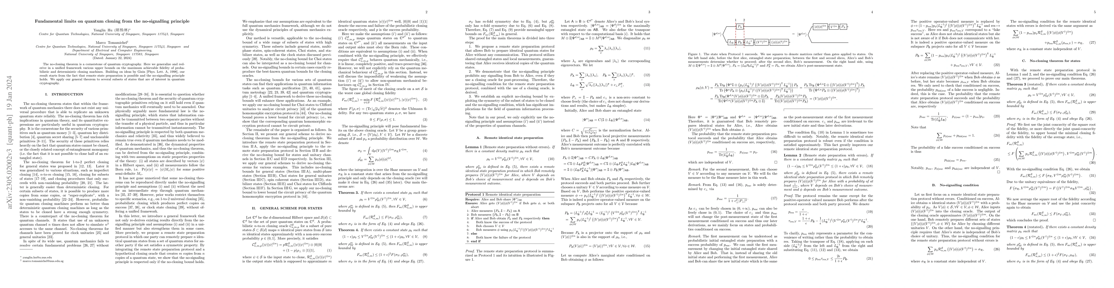 Thumbnail for Fundamental limits on quantum cloning from the no-signalling principle